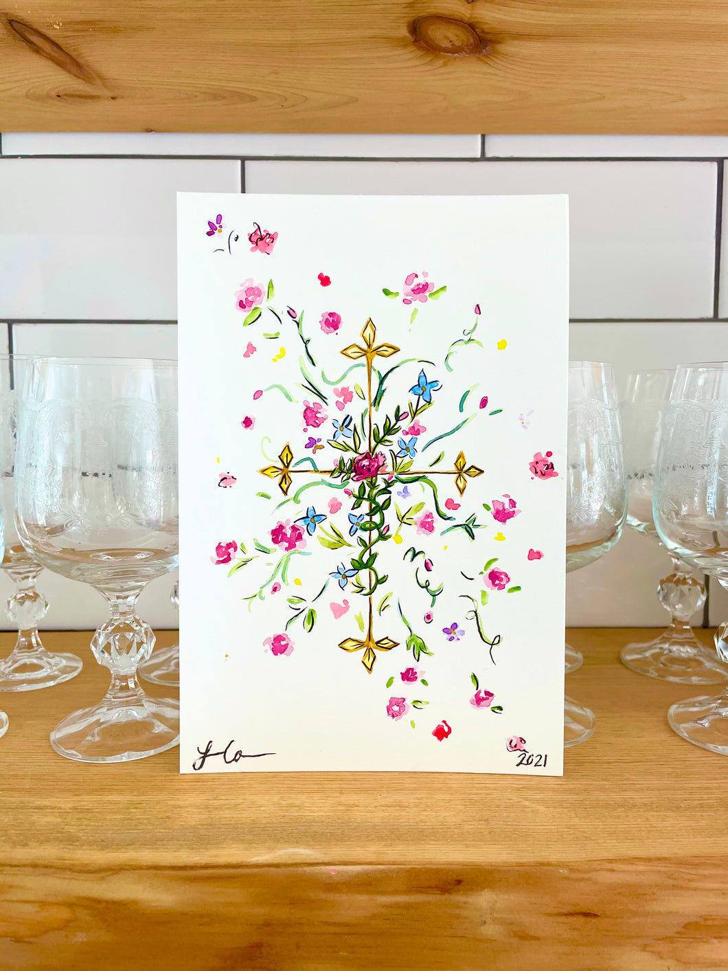 Floral Cross Painting